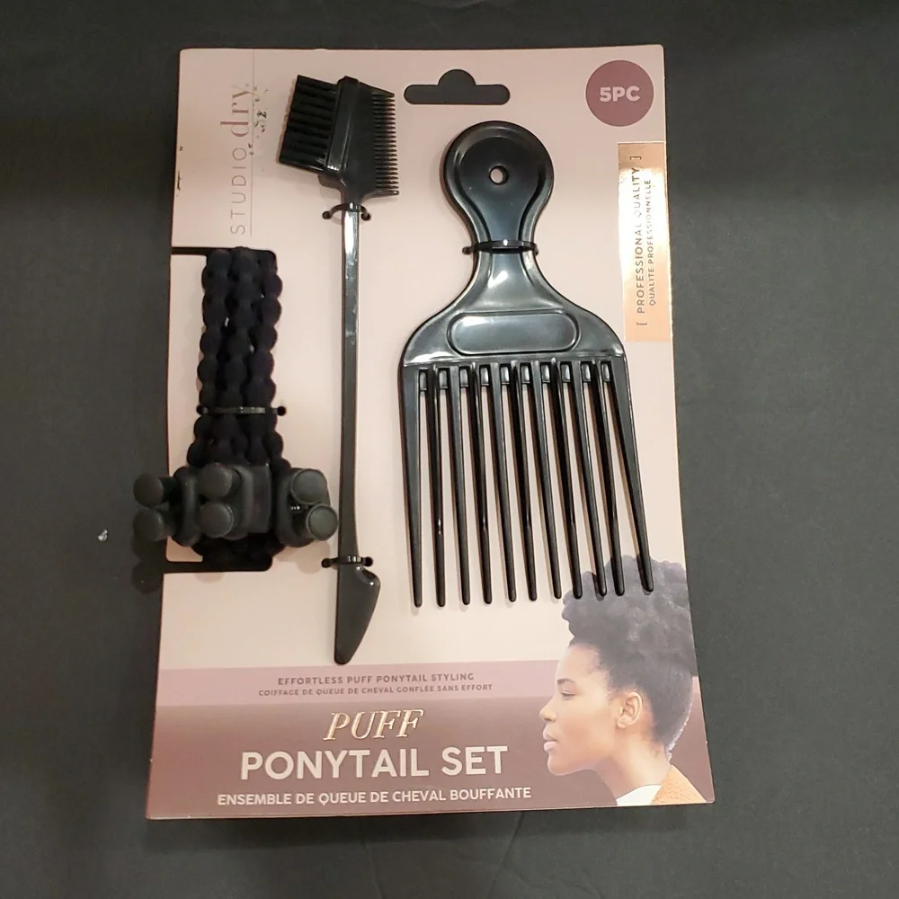 5piece afropuff coiled hair effortless professional quality ponytail styling set